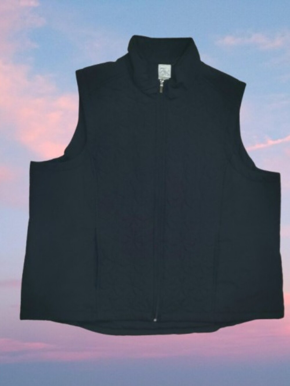 Just My Size Hanes Black Quilted Vest, Size 3x, Outerwear, Front Zip
